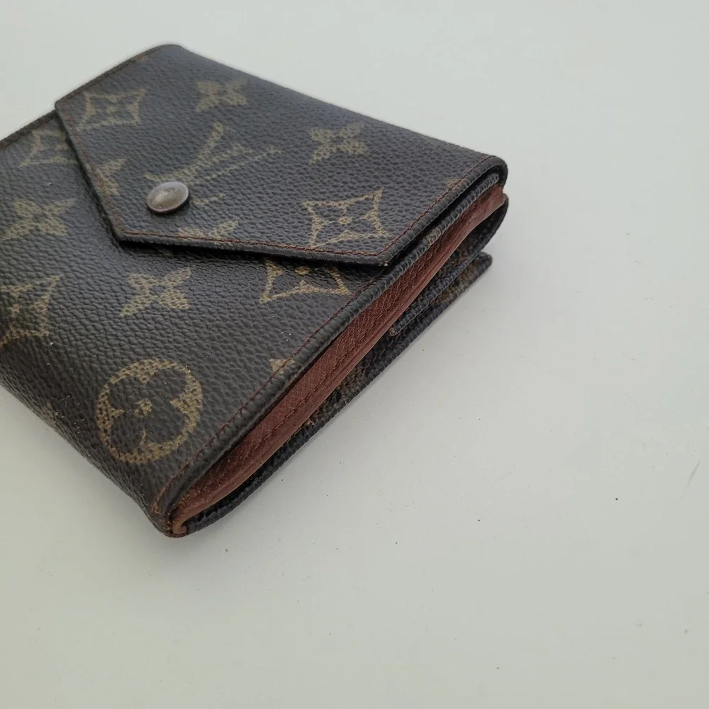Louis Vuitton Monogram Canvas Elise Trifold Wallet Brown M61654 Vintage Men Wome